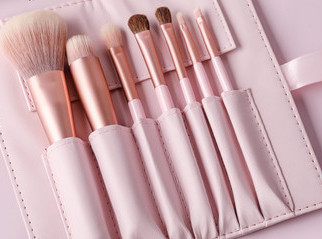 Set pensule de machiaj cu geanta cosmetica