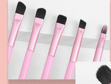 Set pensule de machiaj 5 bucati intr-o cutie de depozitare