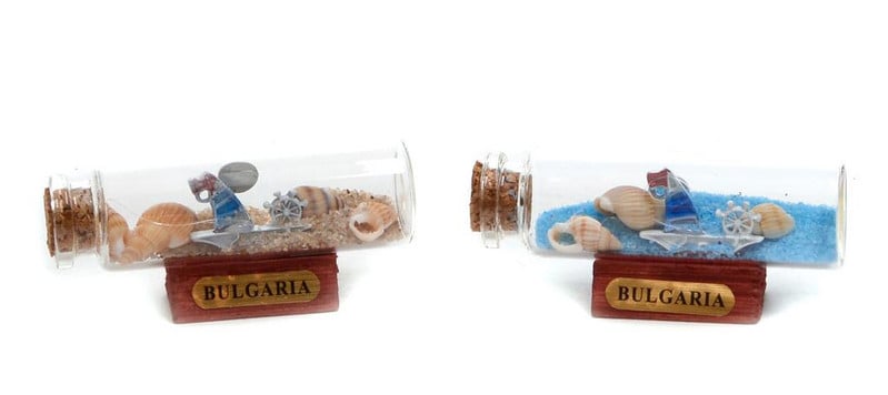 Сувенирен магнит, Кораб в бутилка, Стъклен, 7 см.