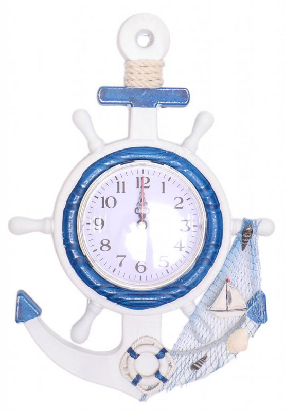 Декорация часовник, Кораб и мрежа, Дървен, За окачване, 33х32 см.