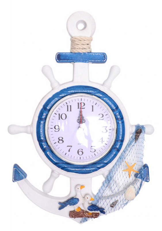Декорация часовник, Кораб и мрежа, Дървен, За окачване, 33х32 см.