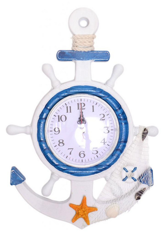 Декорация часовник, Кораб и мрежа, Дървен, За окачване, 33х32 см.
