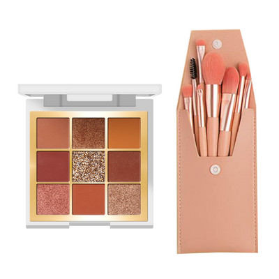 Set de 8 pensule cosmetice pentru machiaj intr-o cutie