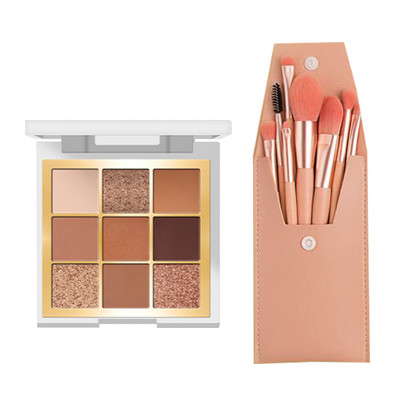 Set de 8 pensule cosmetice pentru machiaj intr-o cutie