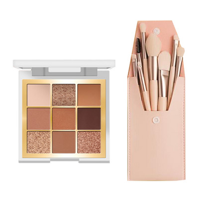 Set de 8 pensule cosmetice pentru machiaj intr-o cutie