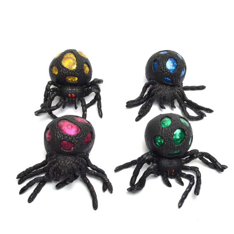 Антистрес играчка, Паяк, За стискане, Силиконова, 10х6 см