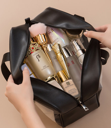 Caurspīdīga kosmētikas uzglabāšanas soma ar uzrakstu