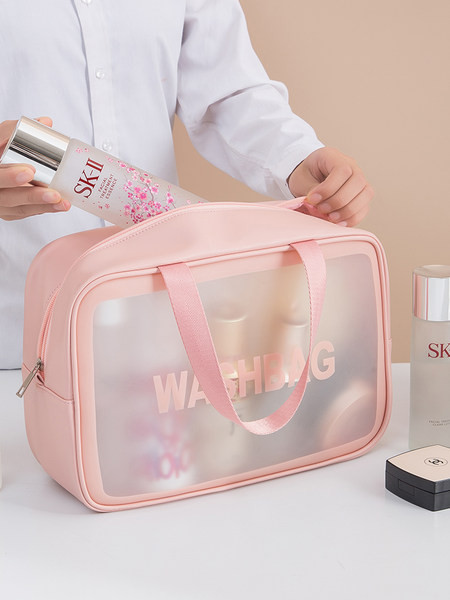Caurspīdīga kosmētikas uzglabāšanas soma ar uzrakstu