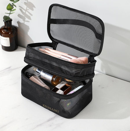 Prozirna kozmetička torbica s dva odjeljka za pohranu šminke i toaletnih potrepština