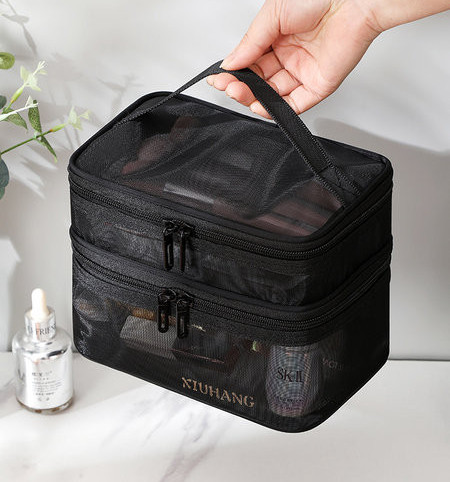 Prozirna kozmetička torbica s dva odjeljka za pohranu šminke i toaletnih potrepština