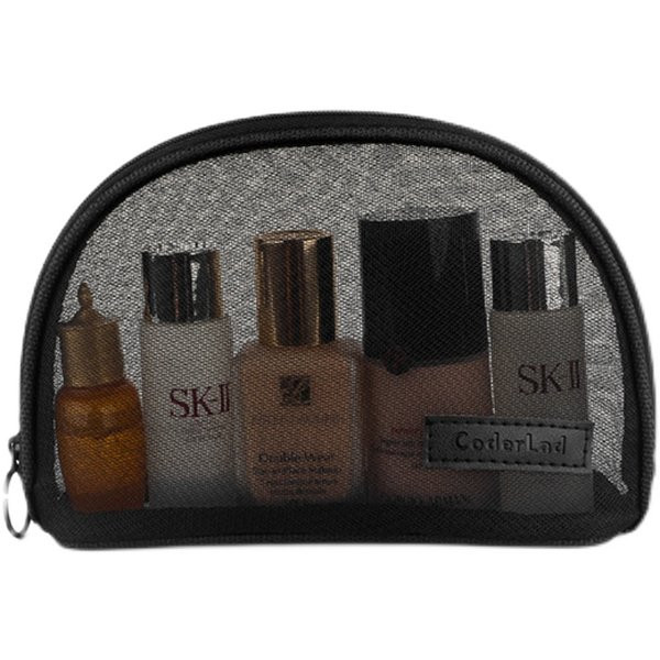 Mrežasta toaletna torbica za šminku i toaletne potrepštine u crnoj boji