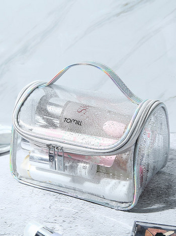 Голяма прозрачна козметична чанта за гримове