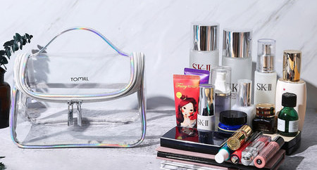 Μεγάλη διάφανη τσάντα καλλυντικών για μακιγιάζ