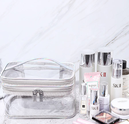 Geanta de machiaj din PVC transparenta impermeabila potrivita pentru calatorii in mai multe culori