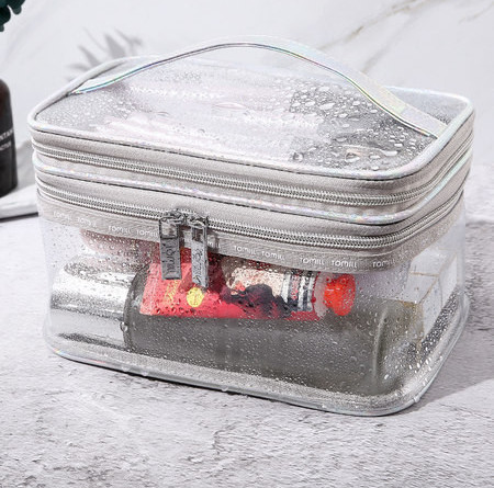 Geanta de machiaj din PVC transparenta impermeabila potrivita pentru calatorii in mai multe culori