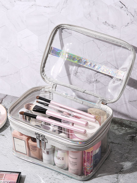 Geanta de machiaj din PVC transparenta impermeabila potrivita pentru calatorii in mai multe culori