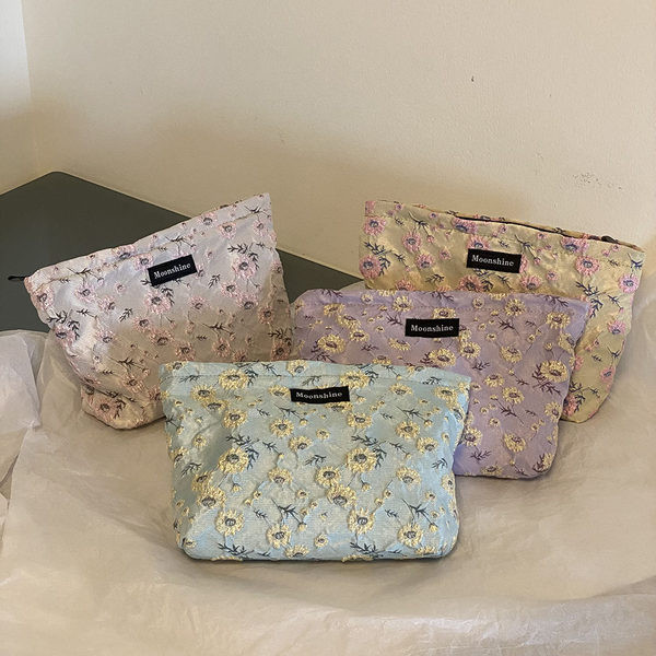 Trusa de machiaj textil cu model floral