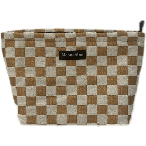 Karirani tekstilni kofer za šminku