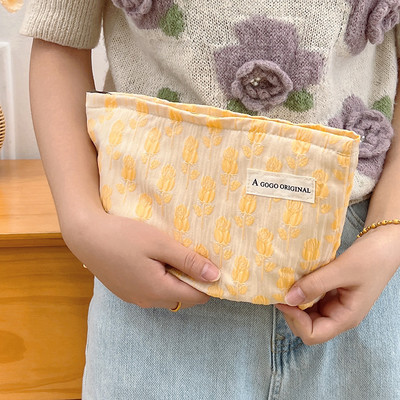 Textil sminktáska cipzárral