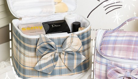 Kozmetička tekstilna torbica za šminku s vrpcom