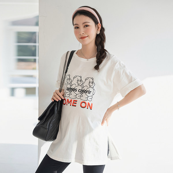 Pamučna majica kratkih rukava za trudnice s printom u boji