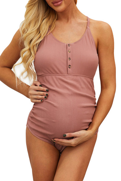 Vientisas maudymosi kostiumėlis nėščiosioms su sagomis