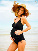 Moteriškas dviejų dalių maudymosi kostiumėlis nėščiosioms