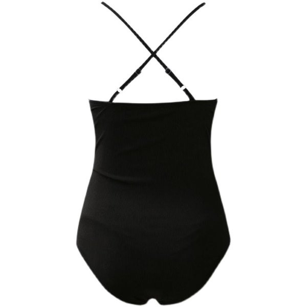 Sieviešu viendaļīgs peldkostīms ar pogām un plānām lencītēm piemērots grūtniecēm