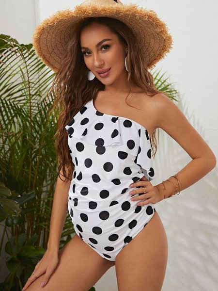 Sieviešu viendaļīgs peldkostīms ar cirtām grūtniecēm