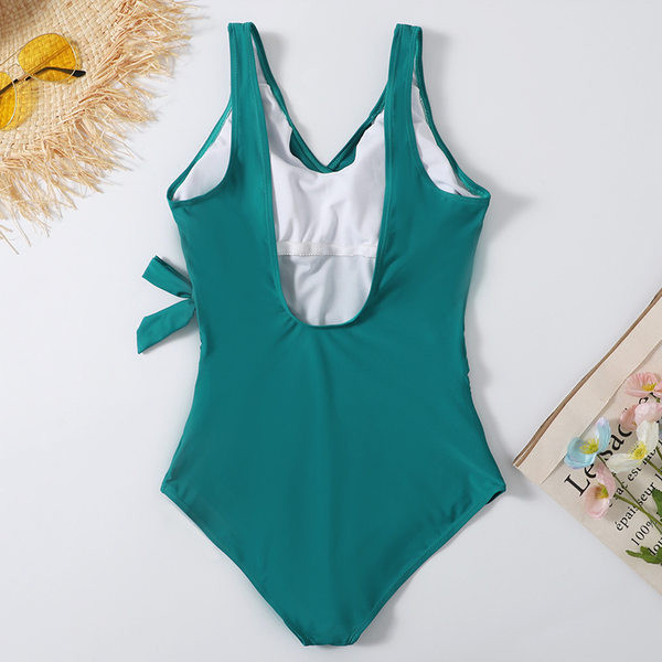 Μονόχρωμο μαγιό εγκυμοσύνης με κορδέλα και κομμένη πλάτη