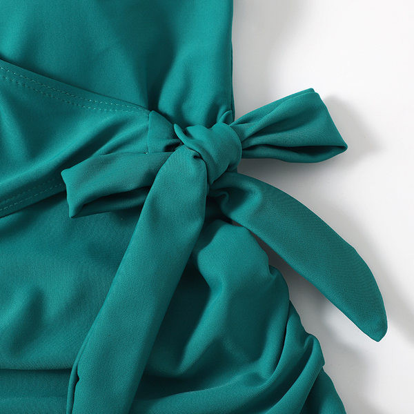 Μονόχρωμο μαγιό εγκυμοσύνης με κορδέλα και κομμένη πλάτη