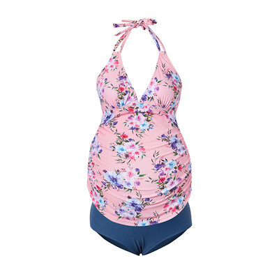 Costum de baie de damă din două piese cu imprimeu floral pentru maternitate