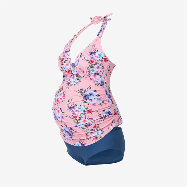 Női kétrészes, virágmintás kismama fürdőruha