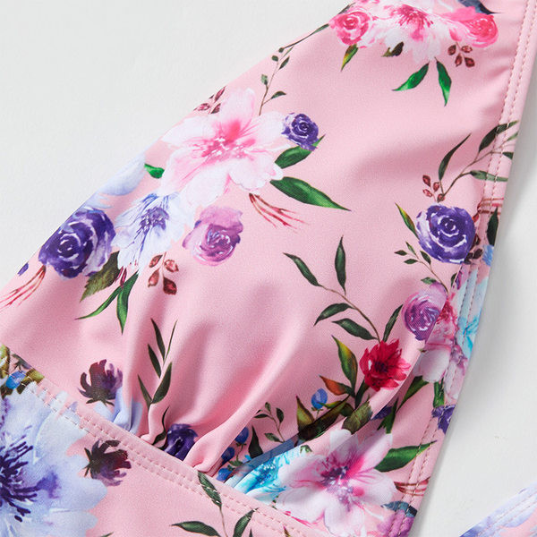 Női kétrészes, virágmintás kismama fürdőruha