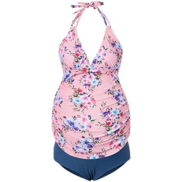 Női kétrészes, virágmintás kismama fürdőruha