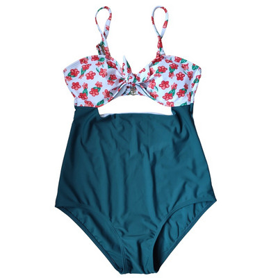 Costum de baie la modă, decupat de maternitate, dintr-o singură piesă, cu motive florale