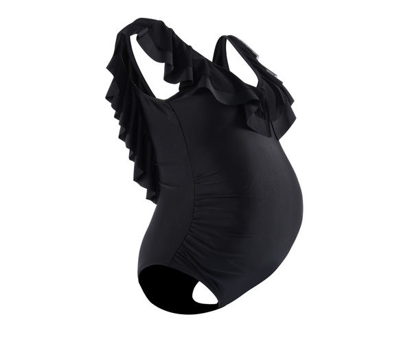 Jednodijelni kupaći kostim s volanima i dubokim dekolteom za trudnice