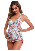 Costum de baie de maternitate cu model floral