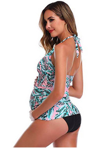 Costum de baie de maternitate cu model floral