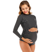 Costum de baie doua piese de maternitate cu maneca lunga