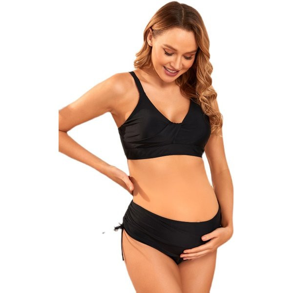 Dvodijelni kupaći kostim za trudnice s gornjim dijelom grudi i donjim dijelom visokog struka