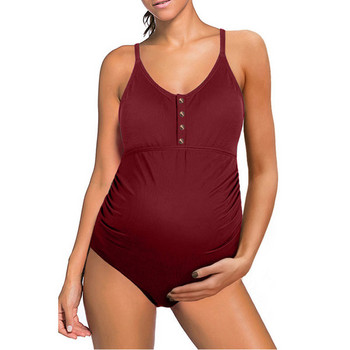 Нов модел цял дамски бански с тънки презрамки за бременни