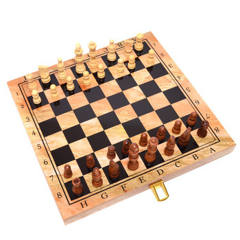 Комплект за игра, Шах и табла, Дървен, 29х29 см