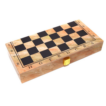 Комплект за игра, Шах и табла, Дървен, 29х29 см