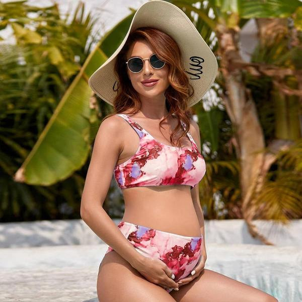 Бански в две части за бременни в преливащи се цветове