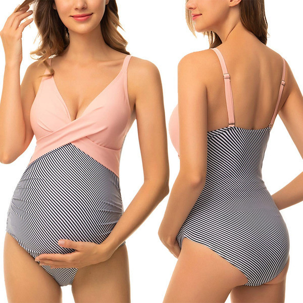 Цял раиран бански за бременни - различни цветове