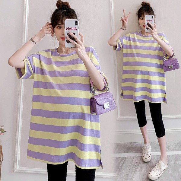 Широка раирана тениска за бременни