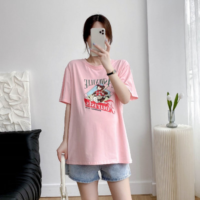 Лятна свободна тениска за бременни с щампа