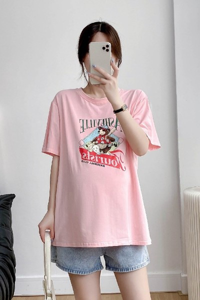 Лятна свободна тениска за бременни с щампа