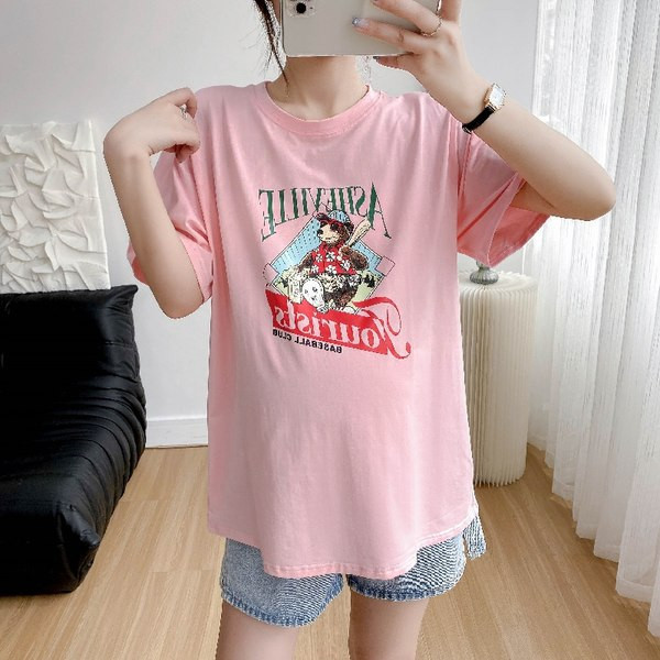 Лятна свободна тениска за бременни с щампа